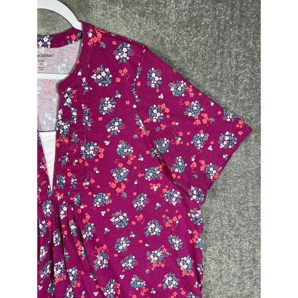 Woman Within Tunic Top Womens Size 22/24 1X Floral Pintuck Pleated Pullover - Picture 5 of 14